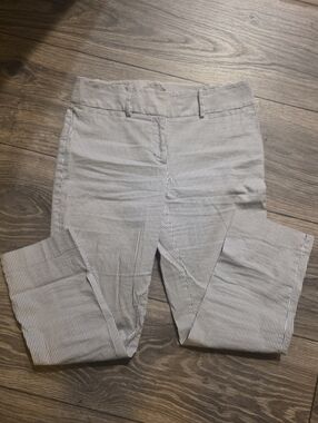Ann Taylor Women's Ankle Pants in Light Gray and White Pinstripe
